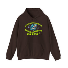 Load image into Gallery viewer, Stop Plastic Pollution Shark Hoodie — "Create a Wave for Change" Environmental Gildan 18500 Sweatshirt