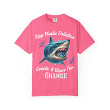 Load image into Gallery viewer, STOP PLASTIC POLLUTION - CREATE A WAVE FOR CHANGE Custom Colors Soft Garment Dyed 1717 Unisex Tee