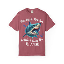 Load image into Gallery viewer, STOP PLASTIC POLLUTION - CREATE A WAVE FOR CHANGE Custom Colors Soft Garment Dyed 1717 Unisex Tee