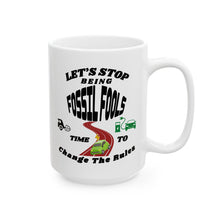 Load image into Gallery viewer, FOSSIL FOOLS Elegant White Ceramic Mugs 11 and 15 onz.