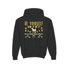 Load image into Gallery viewer, 'Be Yourself, Be True' Gildan Heavy Blend Youth Motivational Hooded Sweatshirt