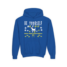 Load image into Gallery viewer, 'Be Yourself, Be True' Gildan Heavy Blend Youth Motivational Hooded Sweatshirt
