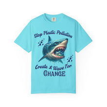 Load image into Gallery viewer, STOP PLASTIC POLLUTION - CREATE A WAVE FOR CHANGE Custom Colors Soft Garment Dyed 1717 Unisex Tee