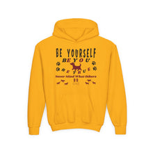 Load image into Gallery viewer, 'Be Yourself, Be True' Gildan Heavy Blend Youth Motivational Hooded Sweatshirt