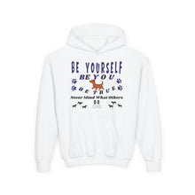 Load image into Gallery viewer, 'Be Yourself, Be True' Gildan Heavy Blend Youth Motivational Hooded Sweatshirt