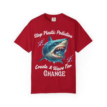 Load image into Gallery viewer, STOP PLASTIC POLLUTION - CREATE A WAVE FOR CHANGE Custom Colors Soft Garment Dyed 1717 Unisex Tee