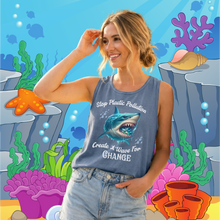 Load image into Gallery viewer, STOP PLASTIC POLLUTION - CREATE A WAVE FOR CHANGE Comfort Colors Unisex Garment Dyes Tank Top