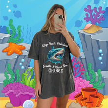 Load image into Gallery viewer, STOP PLASTIC POLLUTION - CREATE A WAVE FOR CHANGE Custom Colors Soft Garment Dyed 1717 Unisex Tee