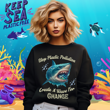 Load image into Gallery viewer, STOP PLASTIC POLLUTION - CREATE A WAVE FOR CHANGE Gildan Unisex Classic Sweatshirt
