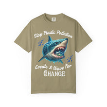 Load image into Gallery viewer, STOP PLASTIC POLLUTION - CREATE A WAVE FOR CHANGE   Custom Colors Soft Garment Dyed 1717 Unisex Tee
