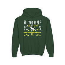 Load image into Gallery viewer, 'Be Yourself, Be True'    Gildan    Heavy Blend Youth Motivational Hooded Sweatshirt
