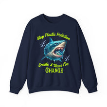 Load image into Gallery viewer, STOP PLASTIC POLLUTION - CREATE A WAVE FOR CHANGE  Gildan Unisex Classic Sweatshirt

