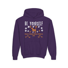 Load image into Gallery viewer, 'Be Yourself, Be True'    Gildan    Heavy Blend Youth Motivational Hooded Sweatshirt

