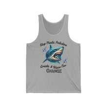 Load image into Gallery viewer, STOP PLASTIC POLLUTION - CREATE A WAVE FOR CHANGE  Bella Canvas Unisex  Beach ConservationTank Top
