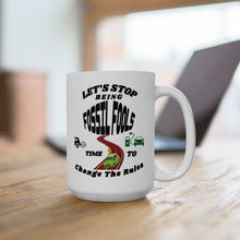 Load image into Gallery viewer, FOSSIL FOOLS  Elegant White Ceramic Mugs    11 and 15 onz.
