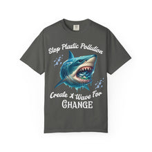 Load image into Gallery viewer, STOP PLASTIC POLLUTION - CREATE A WAVE FOR CHANGE   Custom Colors Soft Garment Dyed 1717 Unisex Tee
