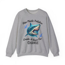 Load image into Gallery viewer, STOP PLASTIC POLLUTION - CREATE A WAVE FOR CHANGE  Gildan Unisex Classic Sweatshirt
