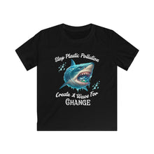 Load image into Gallery viewer, Stop Plastic Pollution, Create a Wave for Change'  Ocean Eco Awareness Tee    Kids Gildan 64000 Soft Style Tee
