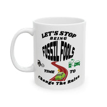 Load image into Gallery viewer, FOSSIL FOOLS  Elegant White Ceramic Mugs    11 and 15 onz.

