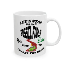 Load image into Gallery viewer, FOSSIL FOOLS  Elegant White Ceramic Mugs    11 and 15 onz.
