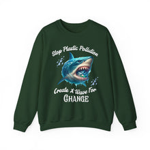 Load image into Gallery viewer, STOP PLASTIC POLLUTION - CREATE A WAVE FOR CHANGE  Gildan Unisex Classic Sweatshirt
