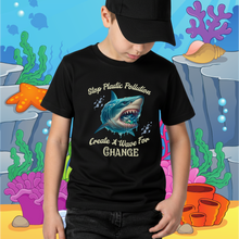 Load image into Gallery viewer, Stop Plastic Pollution, Create a Wave for Change'  Ocean Eco Awareness Tee    Kids Gildan 64000 Soft Style Tee
