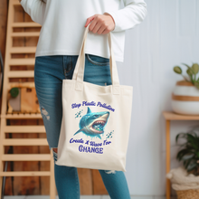 Load image into Gallery viewer, STOP PLASTIC POLLUTION - CREATE A WAVE FOR CHANGE     Liberty    Eco Friendly Tote Bag
